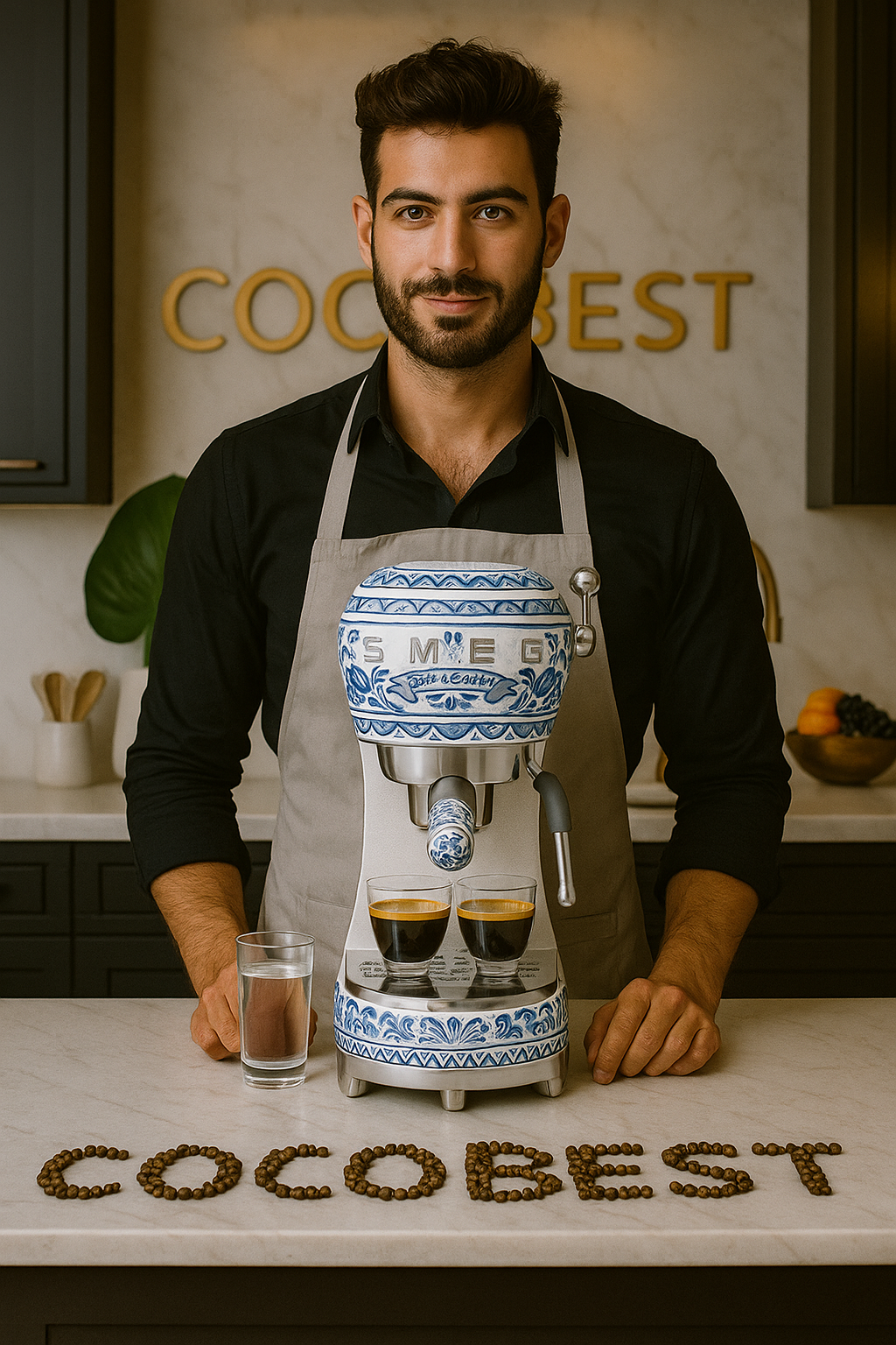 اسپرسوساز دولچه گابانا اسمگ مدل ECF01 طرح آبی مدیترانه ای