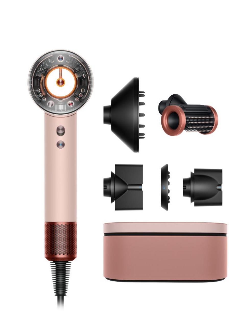 سشوار هوشمند دایسون رنگ صورتی روشن با تونالیته ساکرا Supersonic Nural sakura HD16